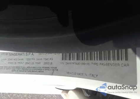 2014 Maserati Ghibli S Q4 z USA, uszkodzony, nr VIN ZAM57RTA2E1089125